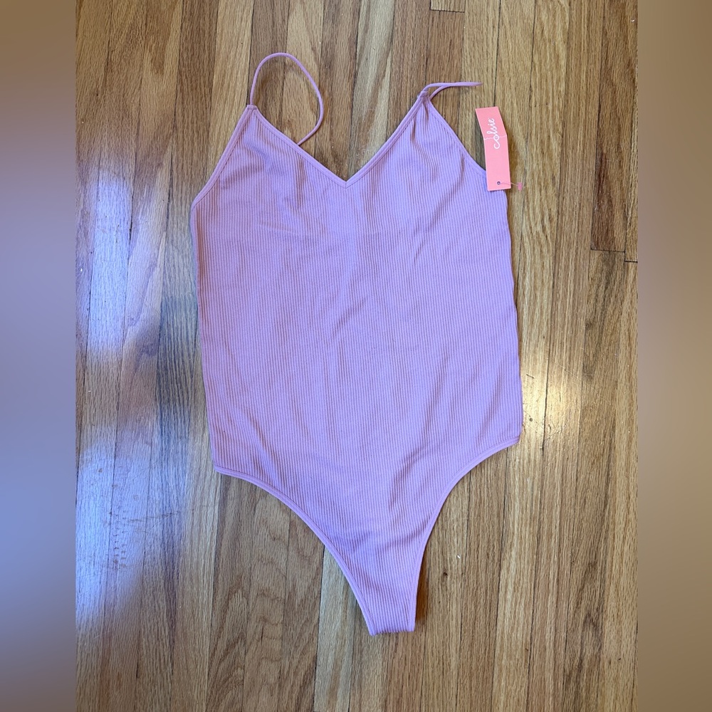 Ribbed Pink Bodysuit